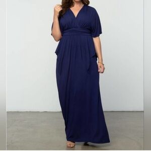Kiyonna Indie Flair Maxi Dress | Nouveau Navy | Size Large